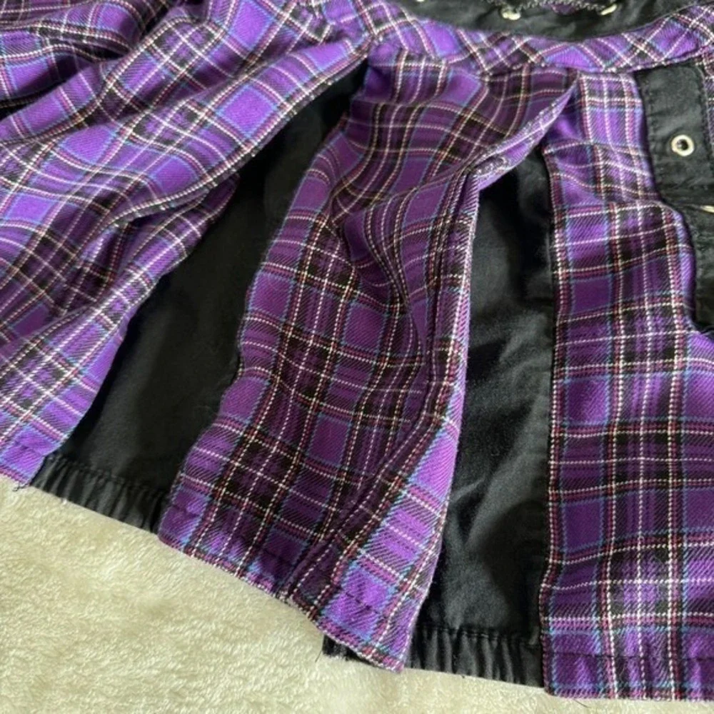 Tripp NYC Skirt Womens XS Purple‎ Plaid Mini Vtg Y2K Goth Grunge Punk Pleated
